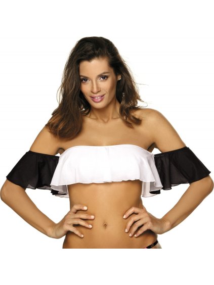 Bílý volánkový vrchní díl plavek Grace Bianco-Nero