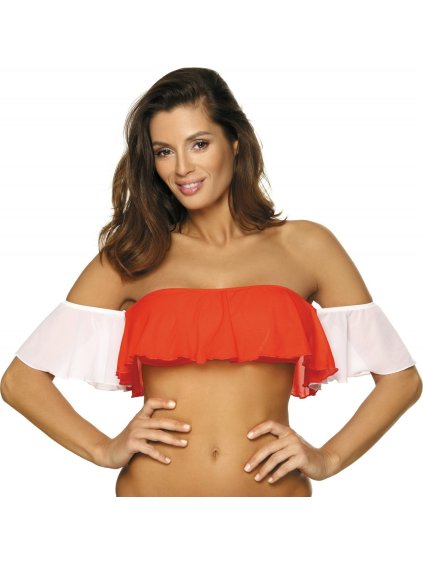 Oranžový volánkový vrchní díl plavek Grace Gerbera-Bianco