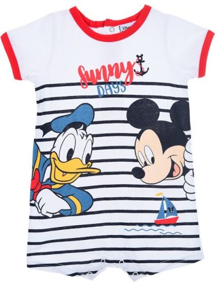 Bílé pruhované chlapecké body Disney Baby Mickey Mouse