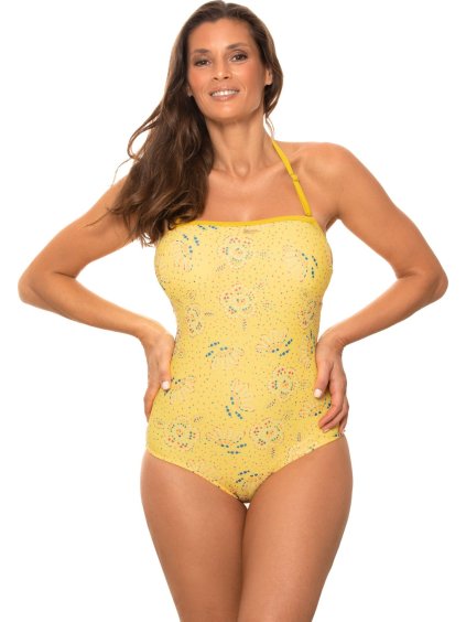 Žluté květované plavky s vázáním na zádech Rada