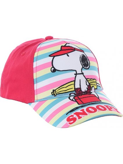 TMAVĚ RŮŽOVÁ KŠILTOVKA S BAREVNÝMI PRUHY SNOOPY