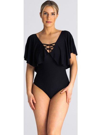 Černé body s volánovými rukávy