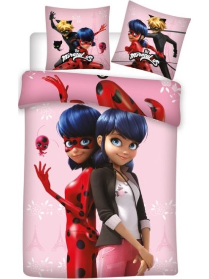 Růžové oboustranné povlečení Miraculous (Velikost ONE SIZE)