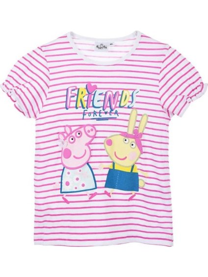 Růžové pruhované dívčí tričko Peppa Pig