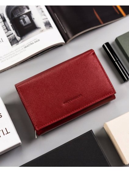 Peterson Červená hladká kožená peněženka Y317