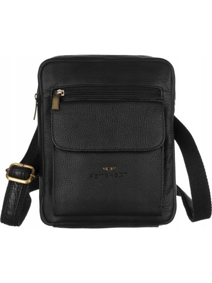 Peterson Černá pánská kožená messenger taška
