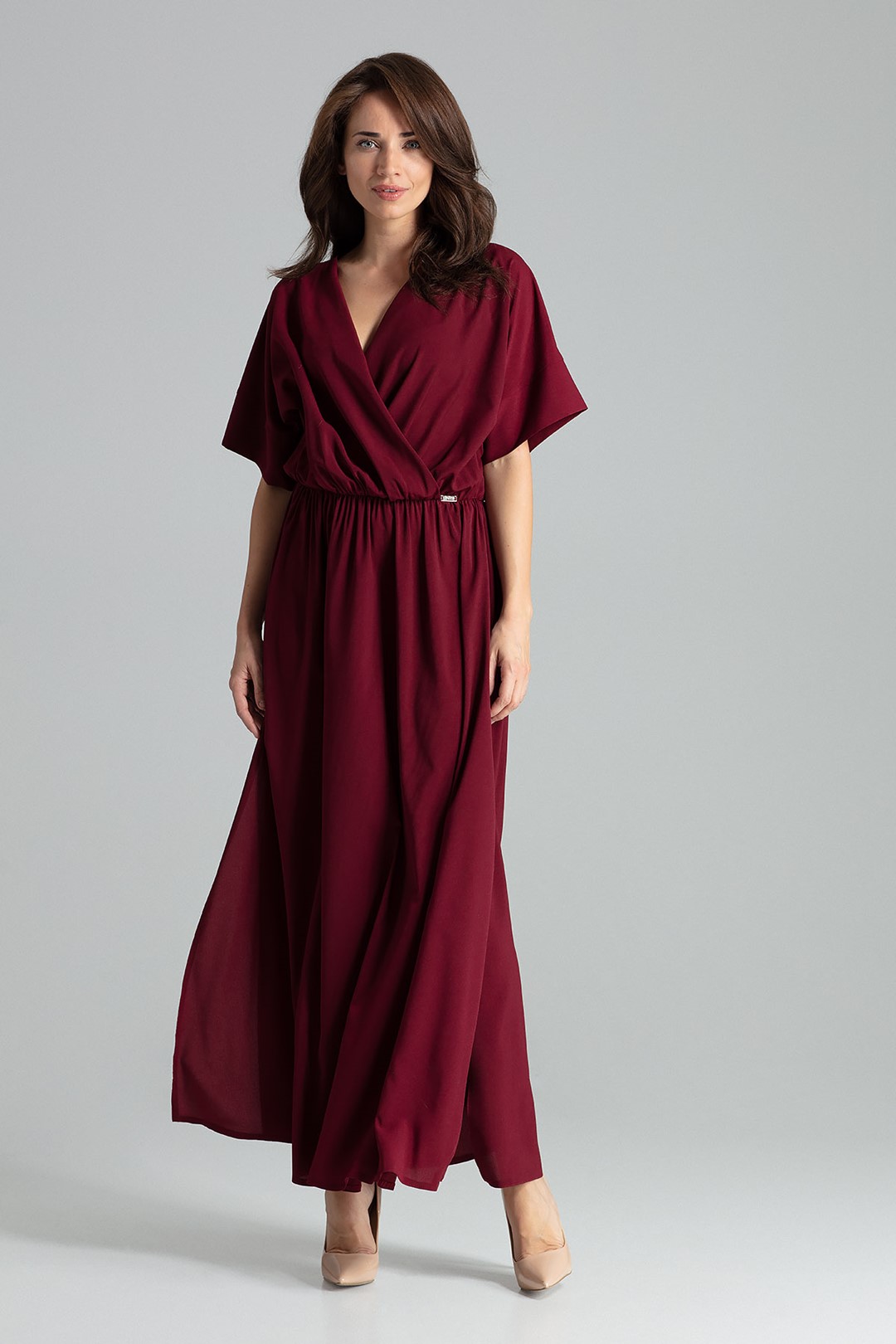 Dlouhé elegantní šaty L055 Deep Red Velikost: S