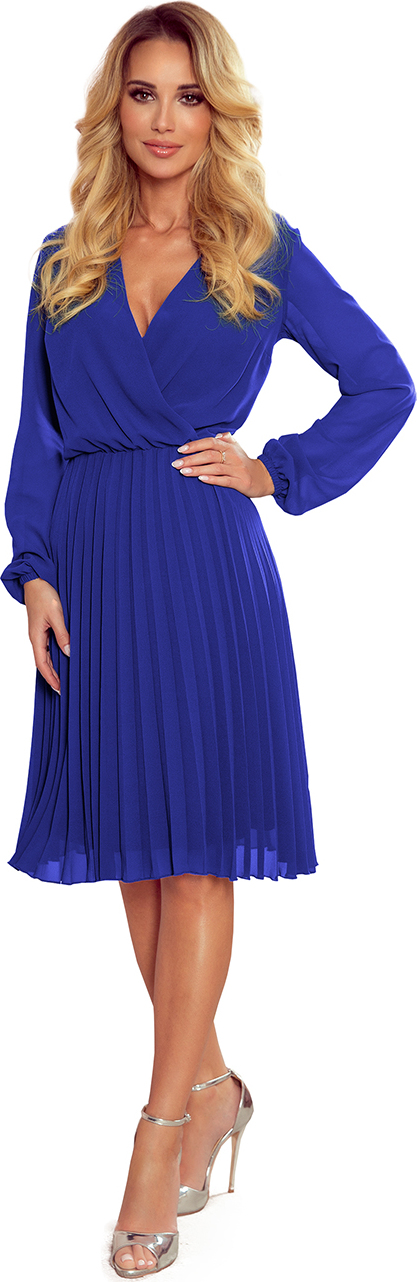 Modré šifónové šaty CAMILLA 313-3 Velikost: XS