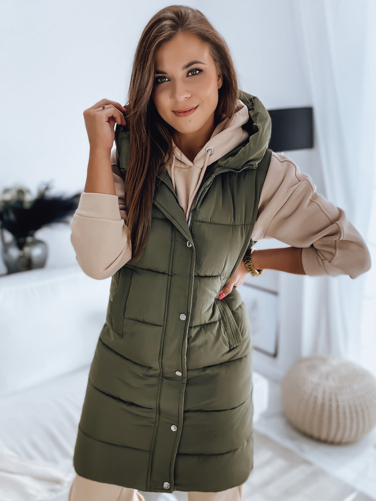 Khaki vesta s kapucí NOELIA TY3132 Velikost: XL