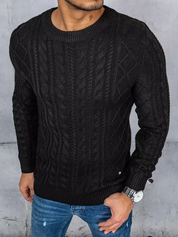 Černý pletený svetr WX1926 Velikost: XL