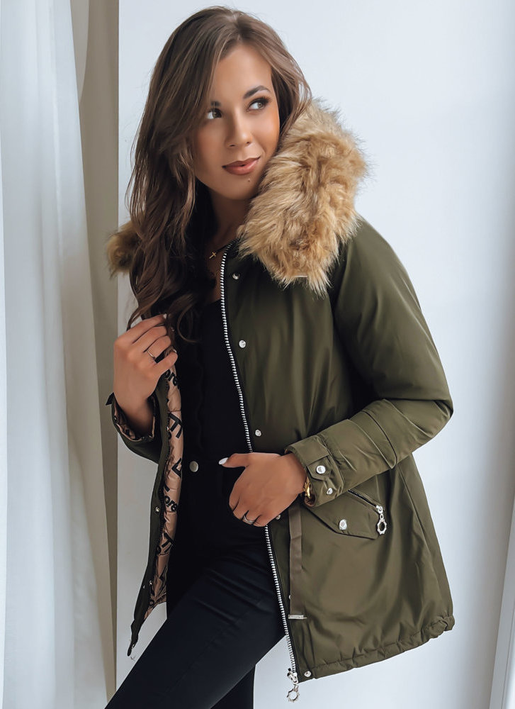 KHAKI-BÉŽOVÁ OBOUSTRANNÁ PARKA/PROŠÍVANÁ BUNDA SUENO TY3657 Velikost: XL