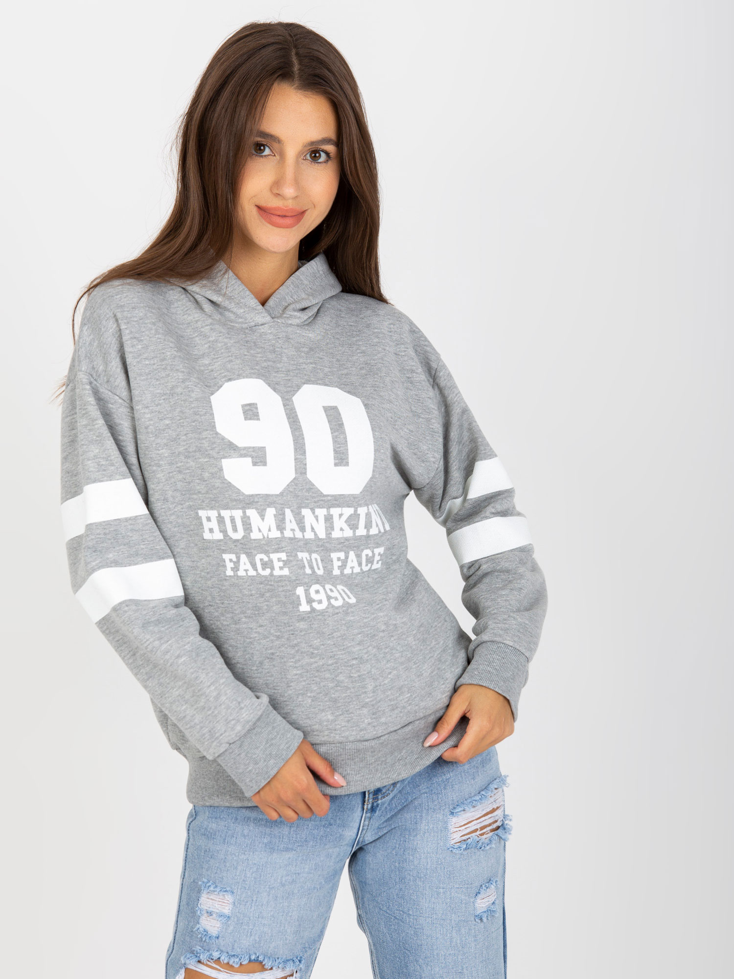 Šedá sportovní mikina "90" -EM-BL-L3887.16-grey Velikost: ONE SIZE