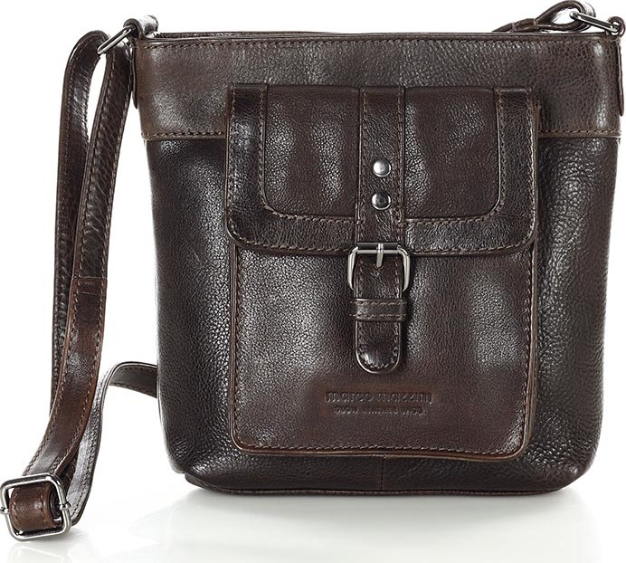 MARCO MAZZINI ČOKOLÁDOVĚ HNĚDÁ CROSSBODY KABELKA S PŘEDNÍ KAPSIČKOU (VS82C) Velikost: ONE SIZE