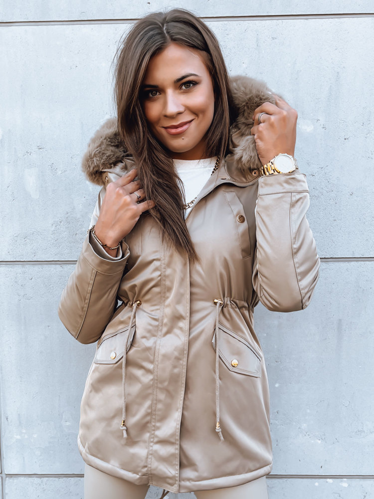 BÉŽOVÁ ZATEPLENÁ PARKA GODDESS TY3868 Velikost: XL