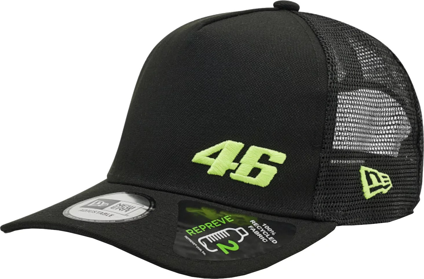 ČERNÁ KŠILTOVKA NEW ERA REPREVE FLAWLESS A-FRAME TRUCKER VR46 CAP 60221537 Velikost: ONE SIZE