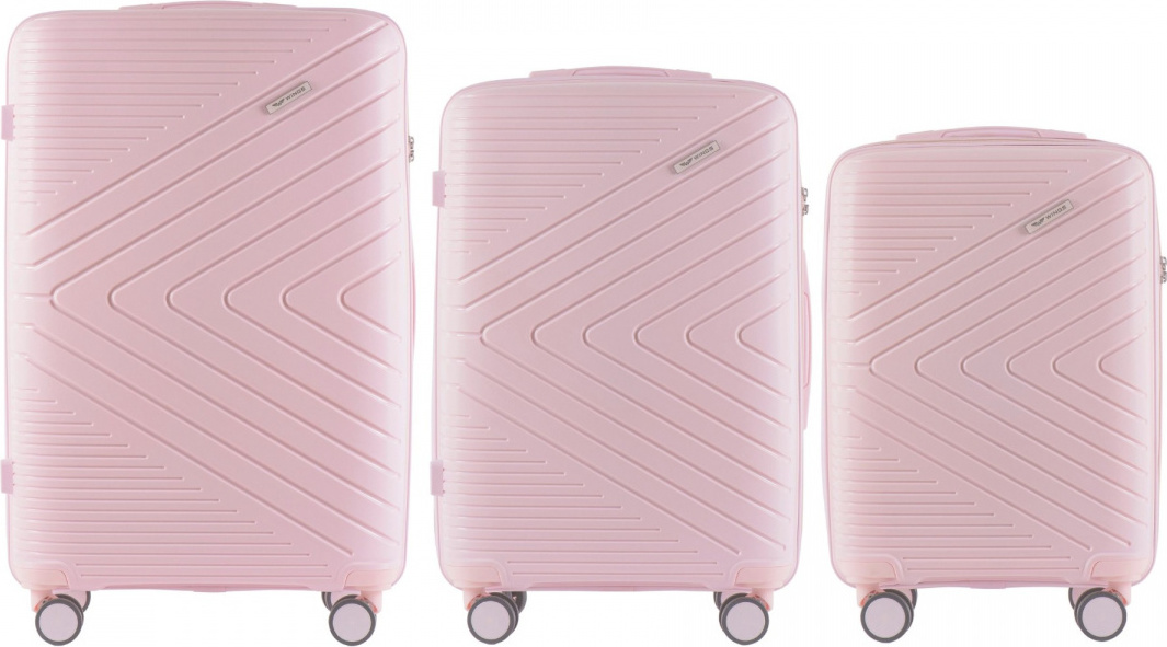 SVĚTLE RŮŽOVÁ SADA TŘÍ SKOŘEPINOVÝCH KUFRŮ PRIMROSE DQ181-04, LUGGAGE 3 SETS (L,M,S) WINGS, WHITE PINK Velikost: Sada kufrů