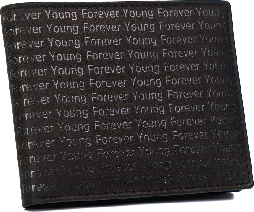 FOREVER YOUNG ČERNÁ KOŽENÁ PENĚŽENKA ZDOBENÁ RAŽBOU S MONOGRAMEM F016 701-SPG BLACK Velikost: ONE SIZE