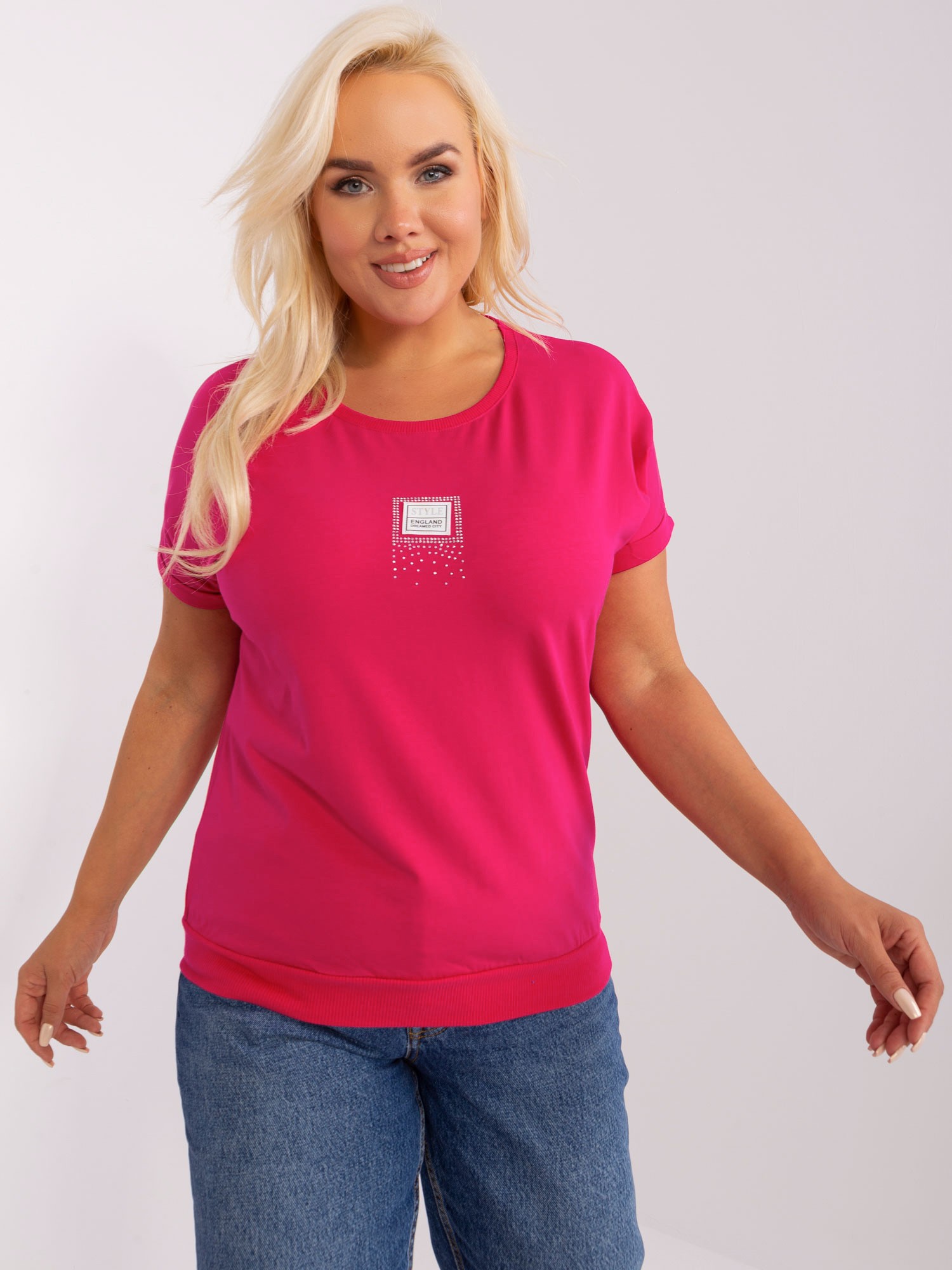 TMAVĚ RŮŽOVÉ JEDNOBAREVNÉ TRIKO RV-BZ-8537.27-FUCHSIA Velikost: ONE SIZE