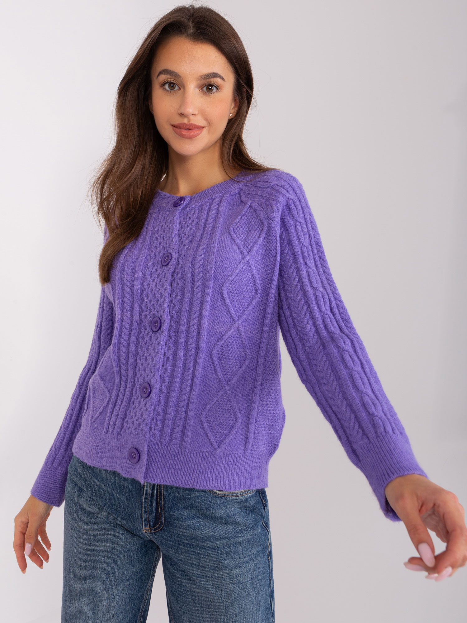 FIALOVÝ PROPÍNACÍ SVETR AT-SW-2346-2.99P-PURPLE Velikost: ONE SIZE