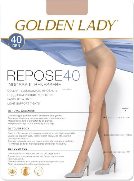 Průhledné punčochové kalhoty Golden Lady Repose 40 den (Barva hnědá, Velikost 2XL)