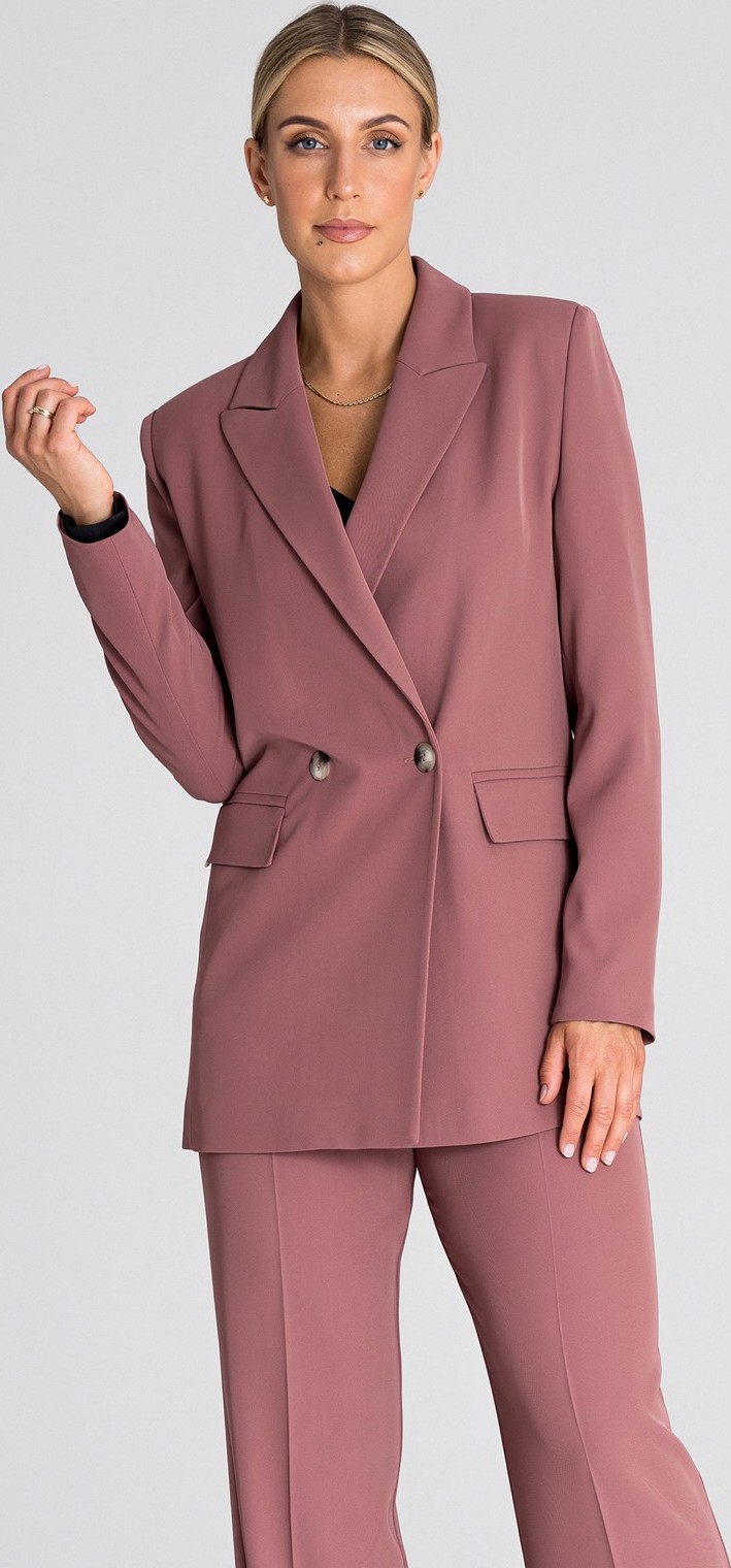 RŮŽOVÉ ELEGANTNÍ DÁMSKÉ SAKO M948 DARK PINK Velikost: XL