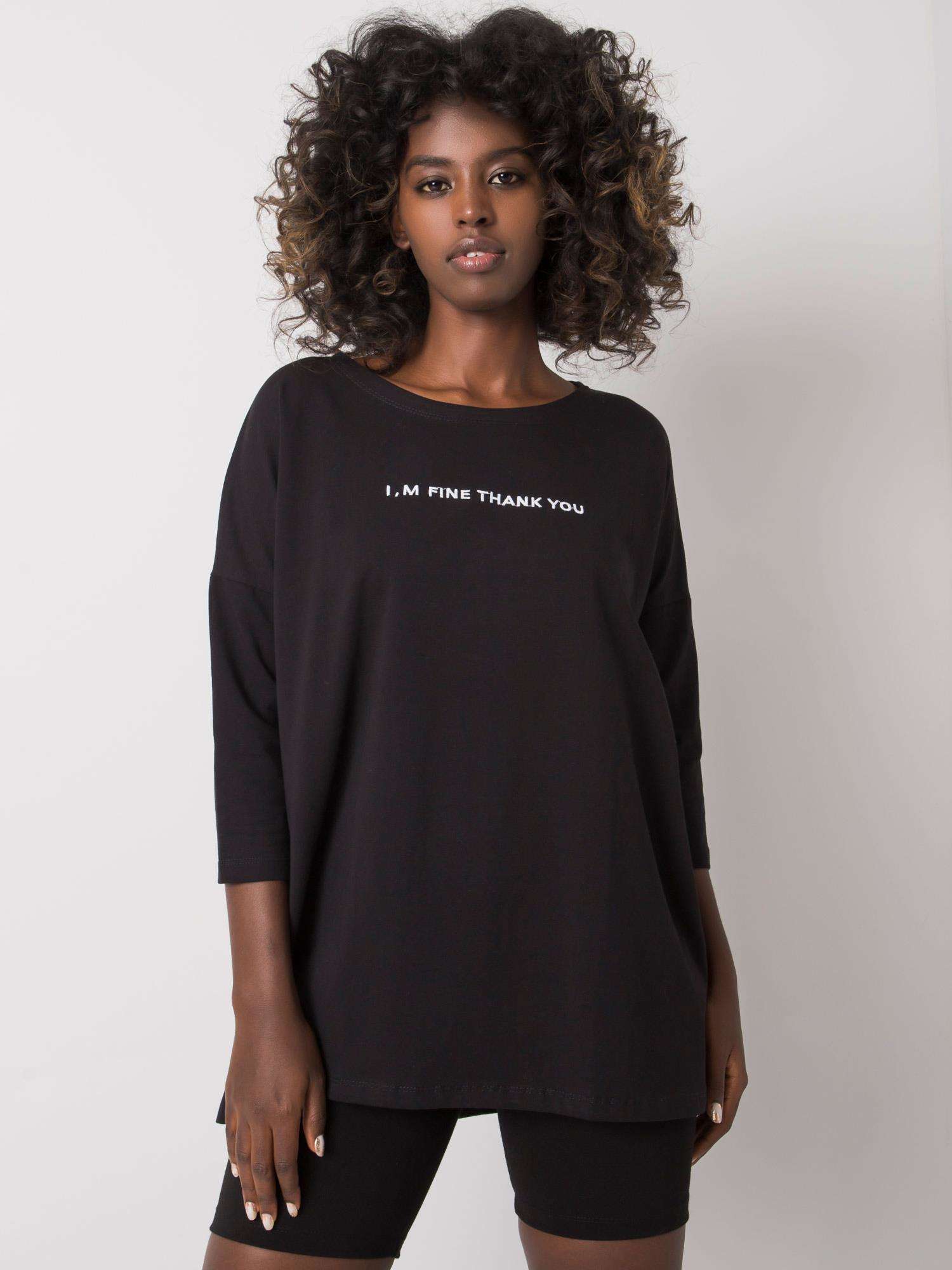 Černé dámské tričko s nápisem EM-BZ-114-B.24-black Velikost: L