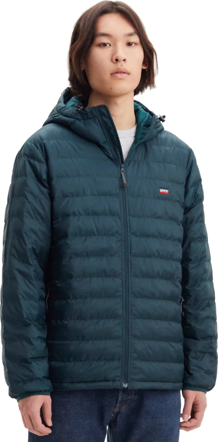Tmavě zelená prošívaná bunda Levi's Presidio Packable Hooded Jacket (Velikost L)