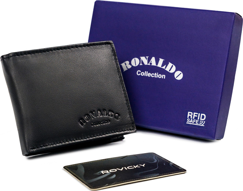 RONALDO ČERNÁ KOŽENÁ PENĚŽENKA K060 [DH] 0035-P-D-RFID Velikost: ONE SIZE