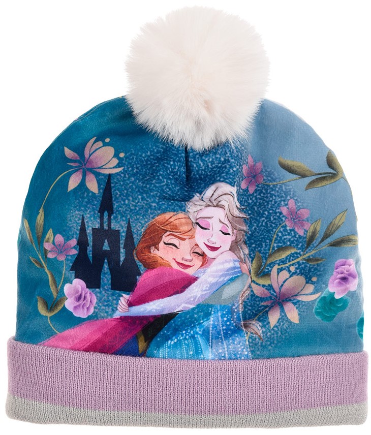 DISNEY FROZEN TMAVĚ MODRÁ ČEPICE S BAMBULÍ Velikost: 52