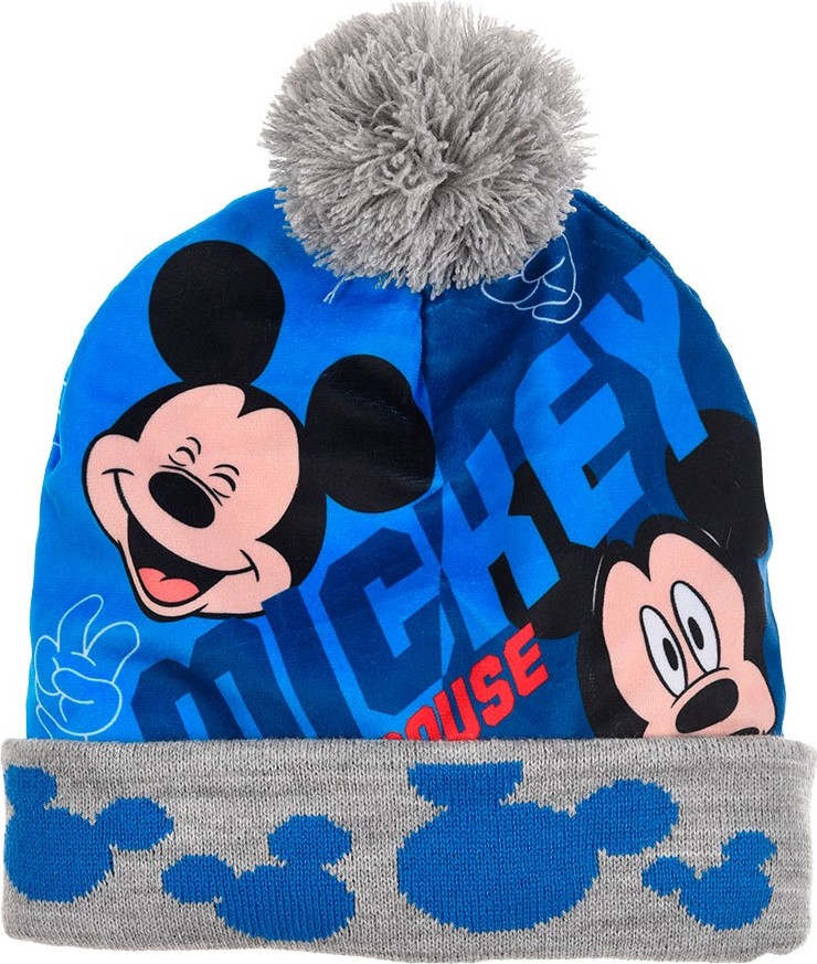 Mickey Mouse modrá chlapecká čepice s bambulí