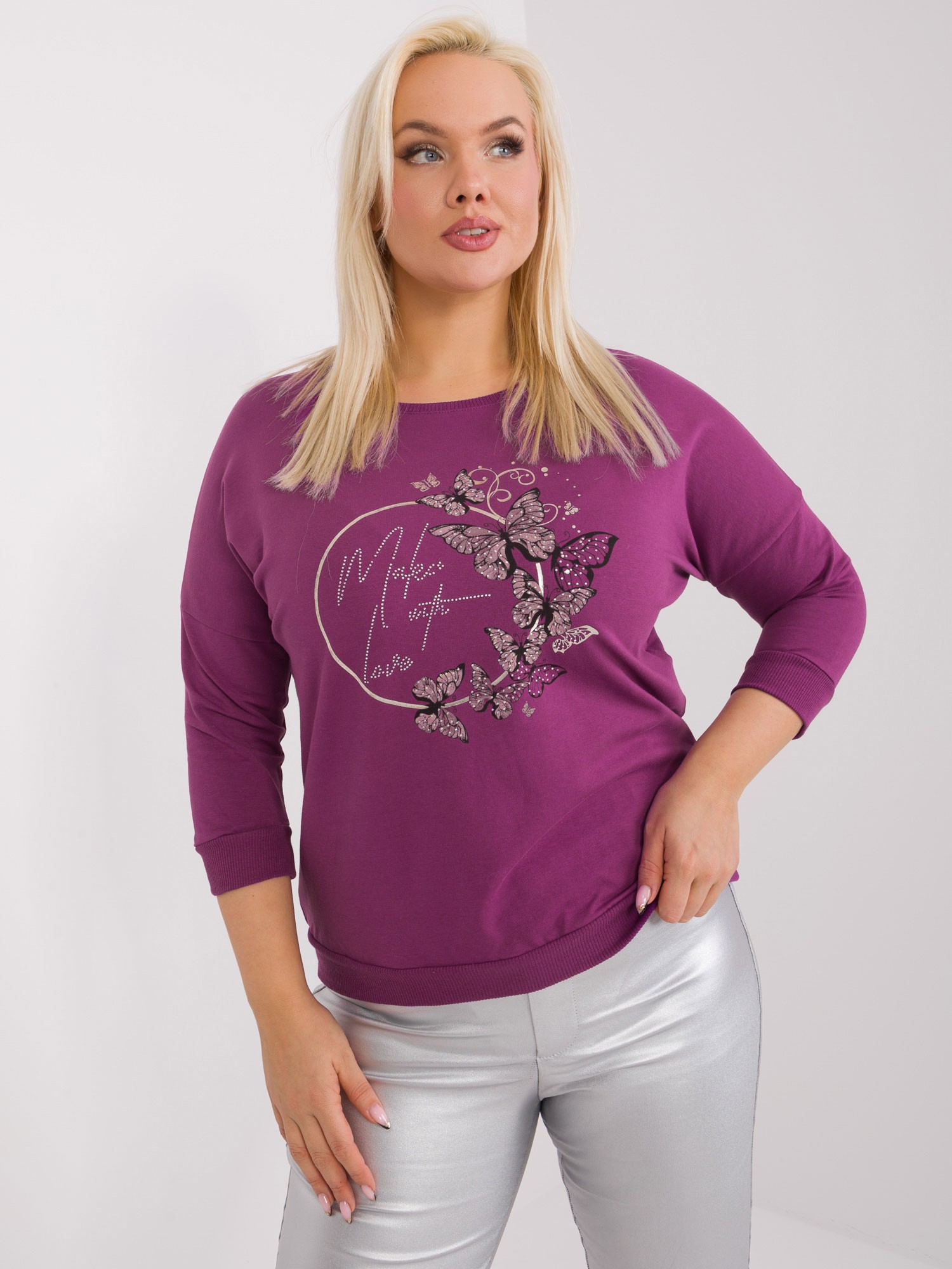 FIALOVÁ HALENKA S POTISKEM MOTÝLŮ RV-BZ-9139.40X-PURPLE Velikost: ONE SIZE