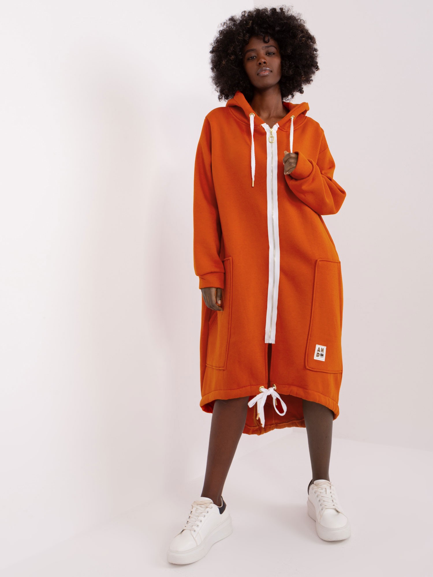 Tmavě oranžová dlouhá mikina na zip PM-BL-8178.97P-dark orange Velikost: L/XL