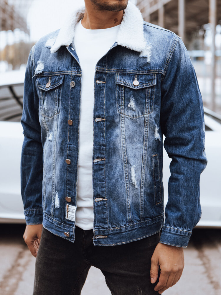 Modrá džínová bunda s beránkovým límcem TX4580 Velikost: S