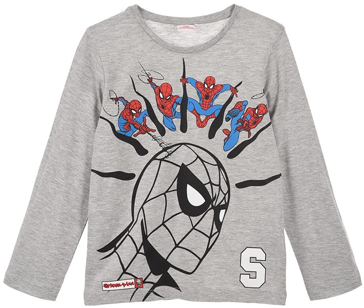 Spider-man šedé tričko s dlouhým rukávem (Velikost 98)