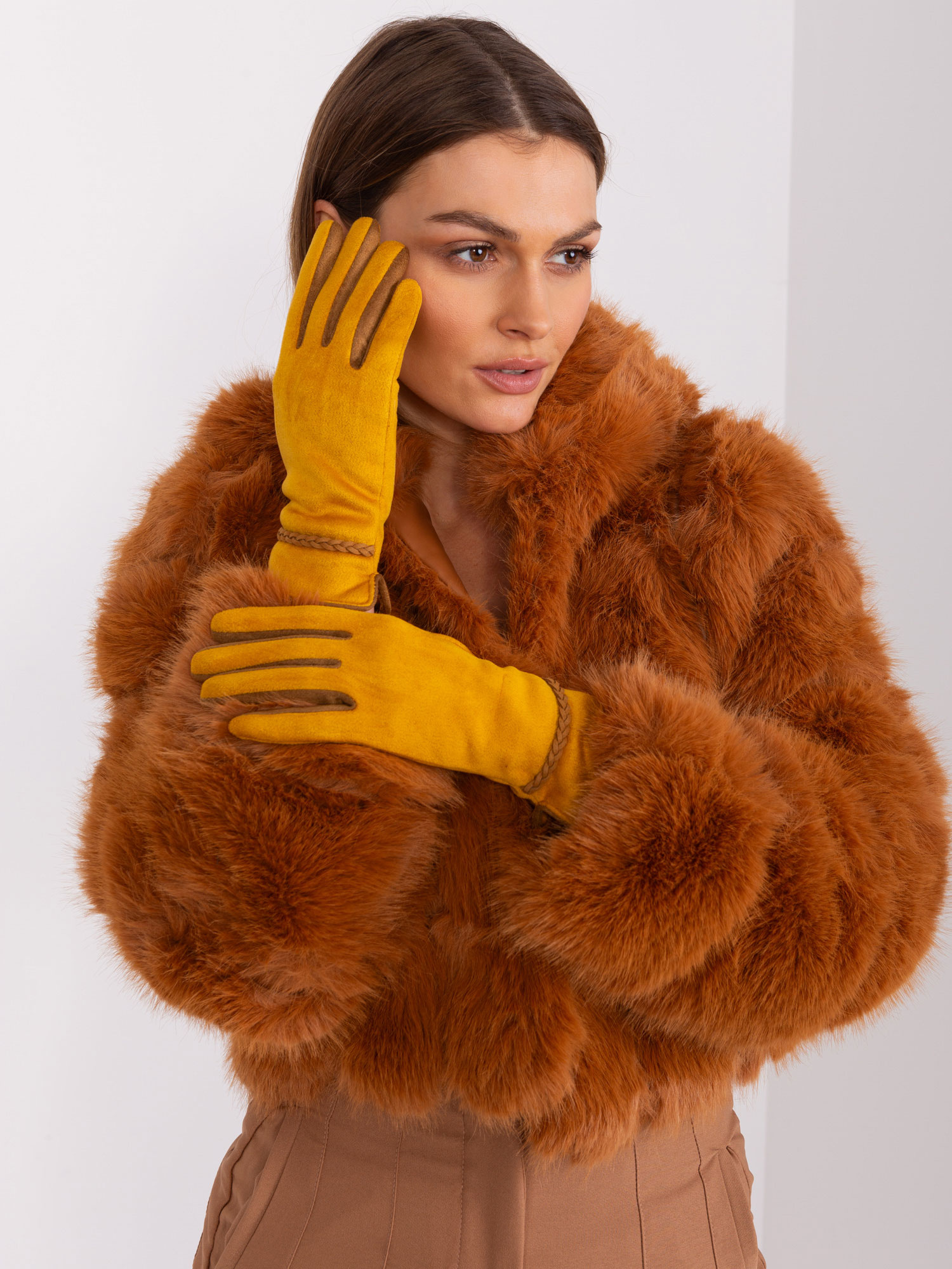 Hořčicové elegantní rukavice (Velikost S/M)