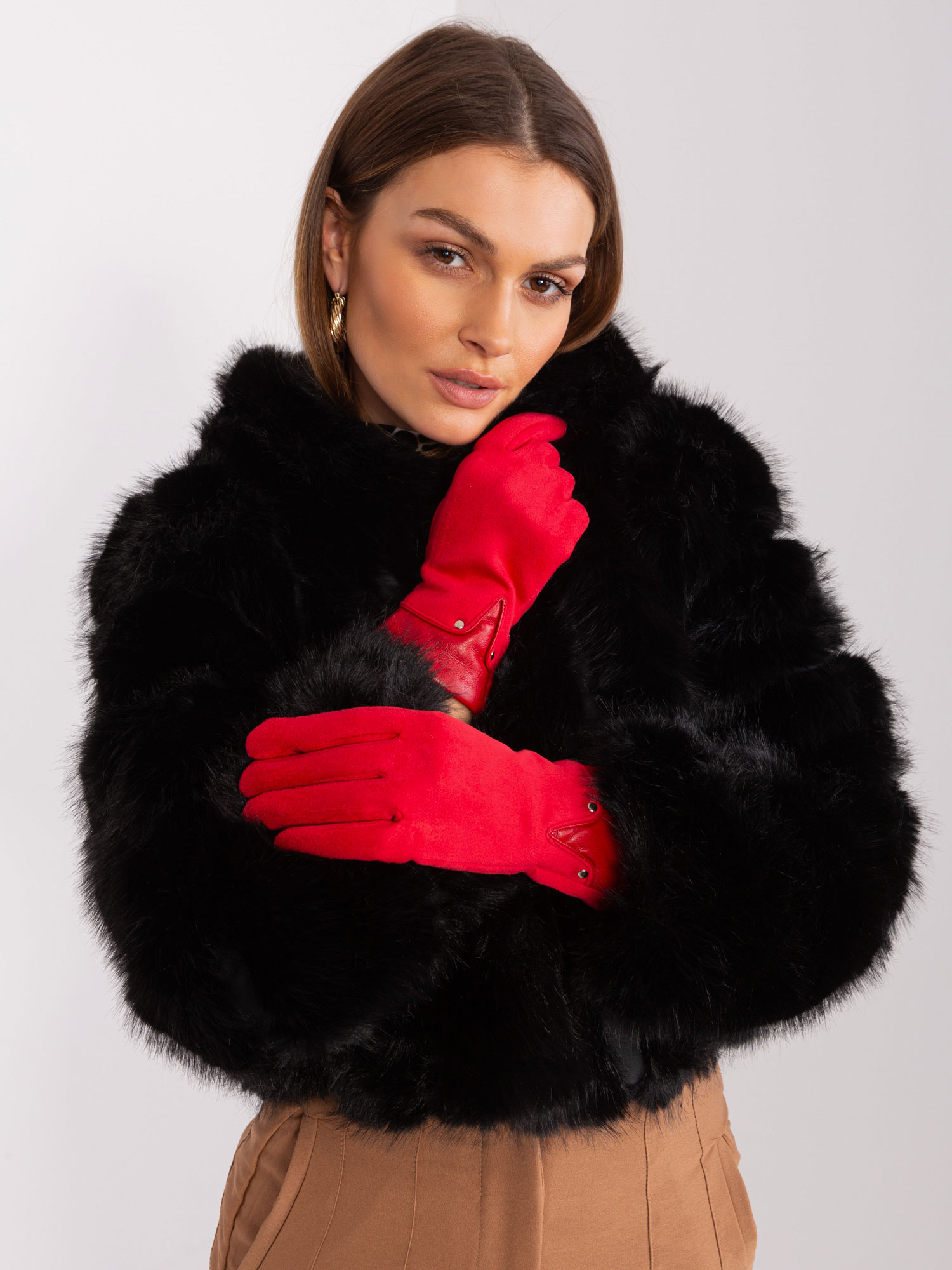 Červené elegantní rukavice AT-RK-239507.26P-red Velikost: L/XL
