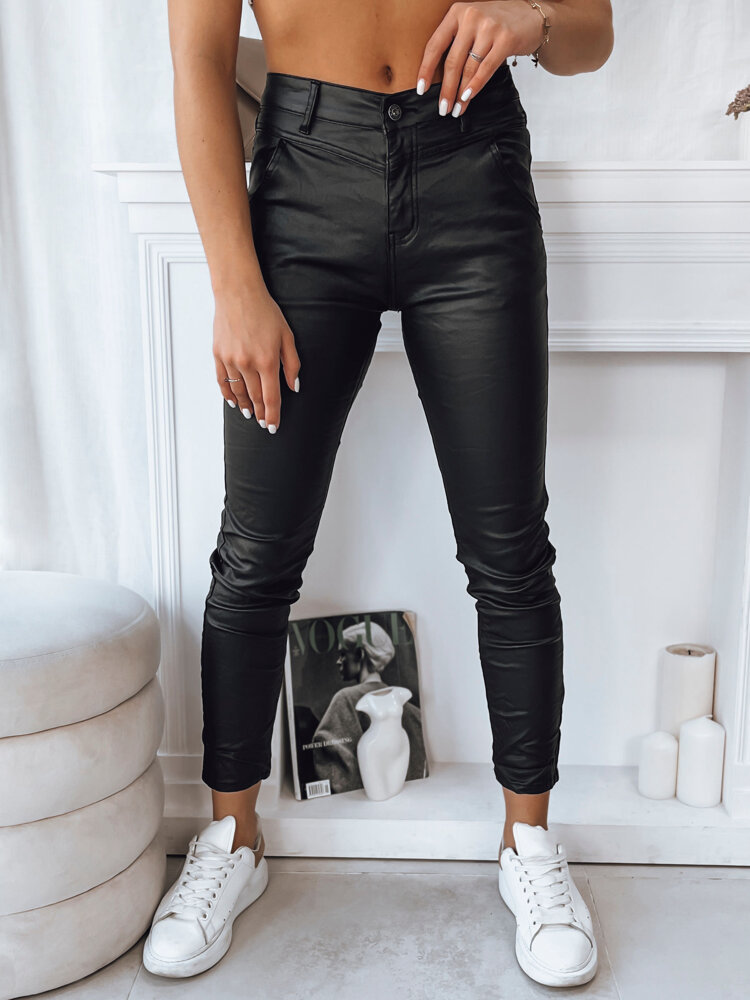 Černé koženkové kalhoty COLIN UY1778 Velikost: XS