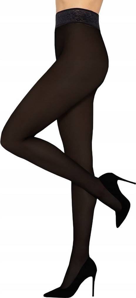 Černé punčochy s krajkou v pase Gatta Softi-Comfi 50 den Velikost: 5-XL, Barva: Černá