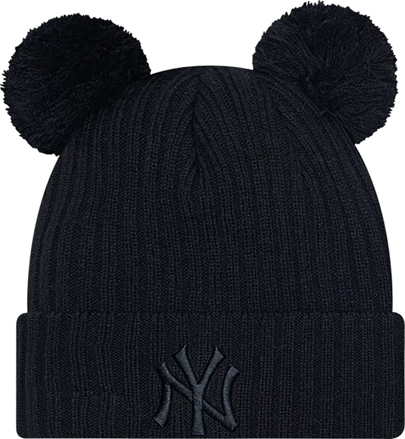 ČERNÁ ČEPICE S BAMBULEMI NEW ERA FEM DOUBLE POM NEW YORK YANKEES BEANIE 60364290 Velikost: ONE SIZE