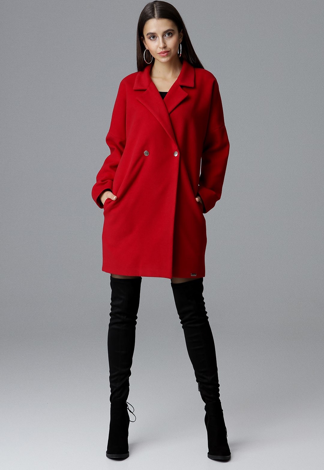 Červený oversize kabát M625 Red Velikost: L/XL
