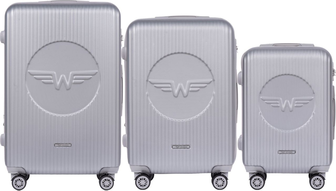 Stříbrná sada cestovních kufrů SWALLOW SWL02-3 KPL,(L,M,S) Wings, Silver Velikost: Sada kufrů