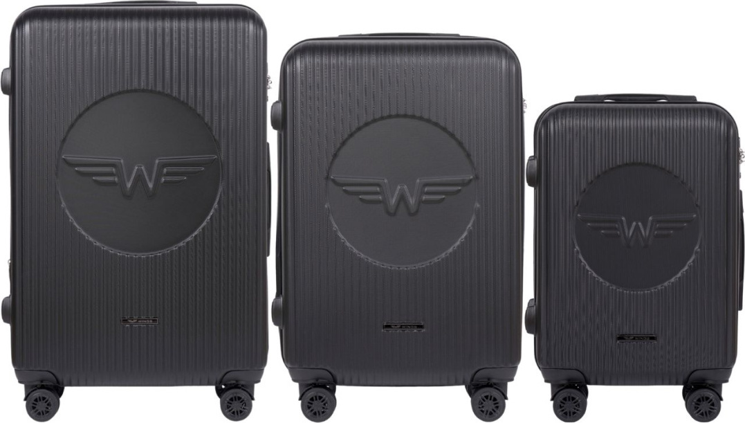 Tmavě šedá sada cestovních kufrů SWALLOW SWL02-3 KPL, (L,M,S) Wings, Dark grey Velikost: Sada kufrů