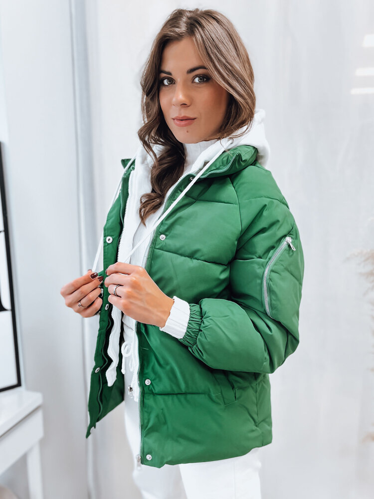 Zelená prošívaná bunda s textilní kapucí SPACE TY4069 Velikost: L
