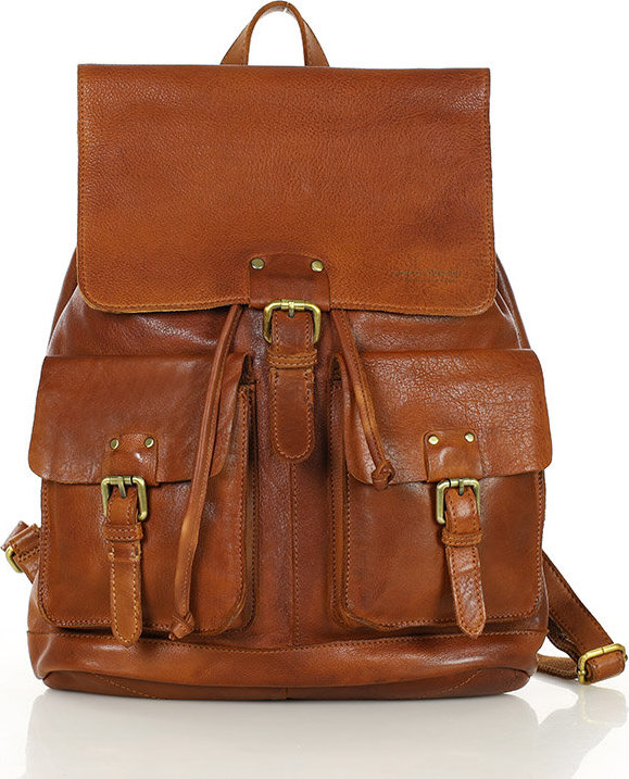 MARCO MAZZINI světle hnědý kožený batoh s kapsami (VS21b) Velikost: ONE SIZE