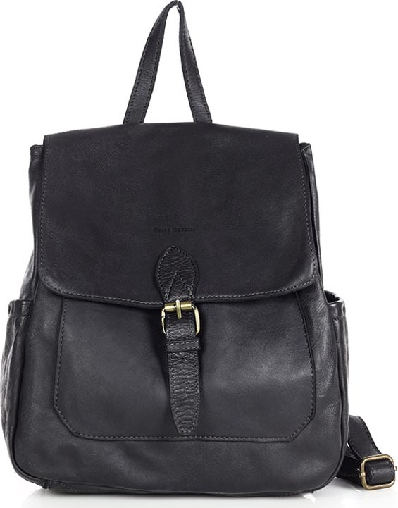 MARCO MAZZINI černý kožený batoh s kapsami (v224d) Velikost: ONE SIZE