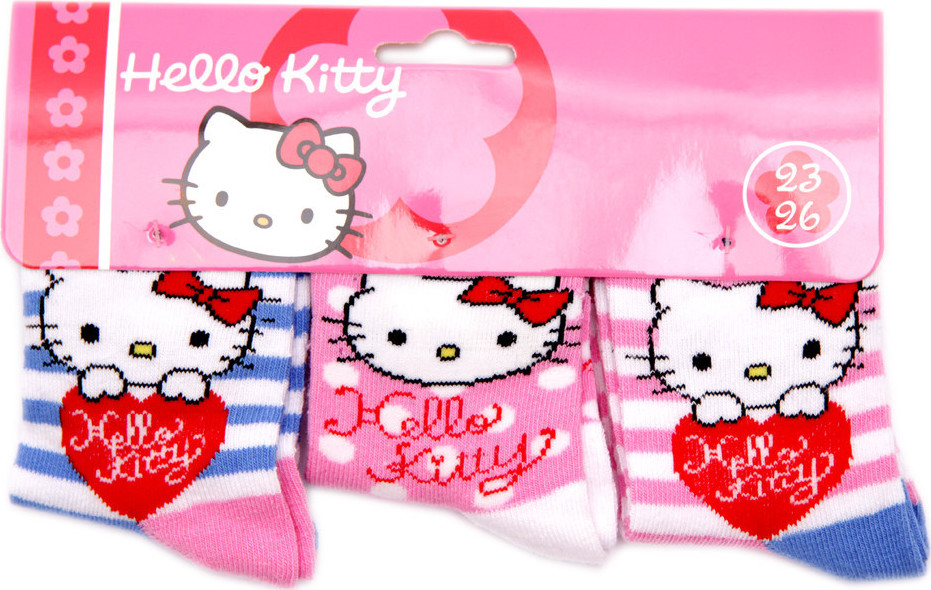 HELLO KITTY SET 3 PÁRŮ PONOŽEK Velikost: 31/34