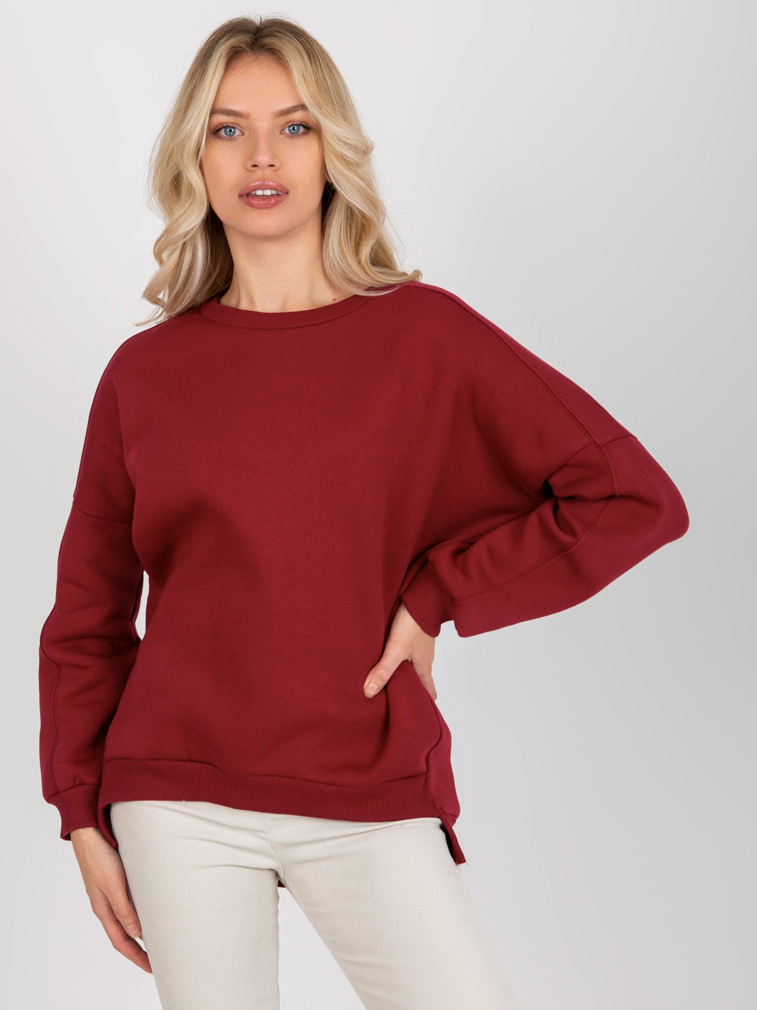 VÍNOVÁ VOLNÁ BASIC MIKINA -RV-BL-8261.51-BORDO Velikost: ONE SIZE