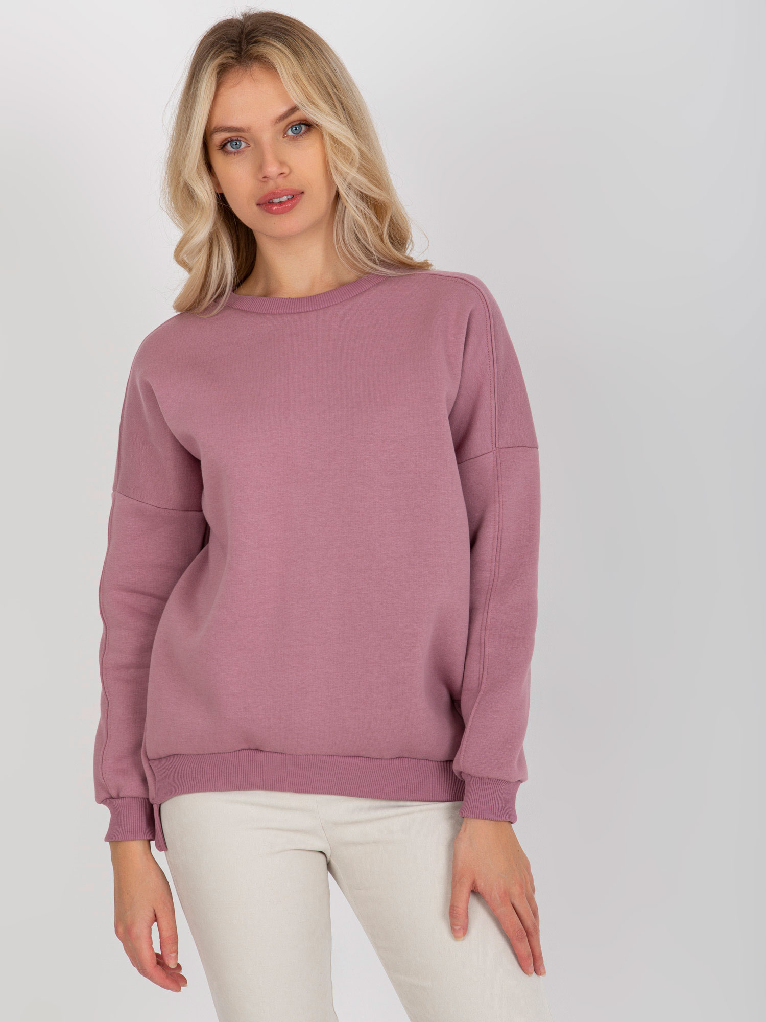 TMAVĚ RŮŽOVÁ VOLNÁ  BASIC MIKINA -RV-BL-8261.51-DARK PINK Velikost: ONE SIZE