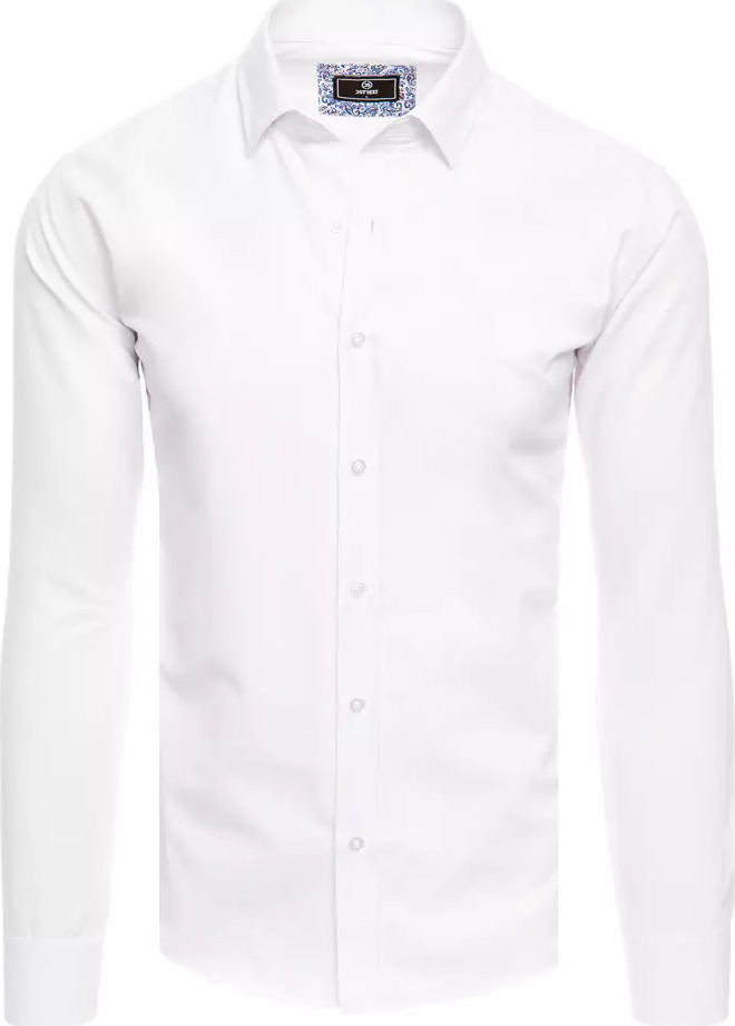 Bílá elegantní jednobarevná pánská košile DX2480 Velikost: 2XL