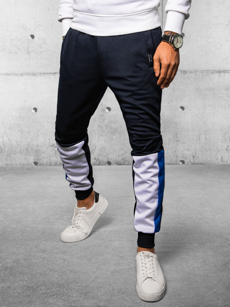 TMAVĚ MODRÉ TEPLÁKY JOGGER S BAREVNÝM VZOREM UX4106 Velikost: 2XL